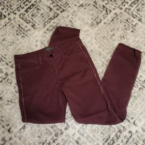Bird Maroon Skinny Jean W/ Zipper Leg Accent Sz 28